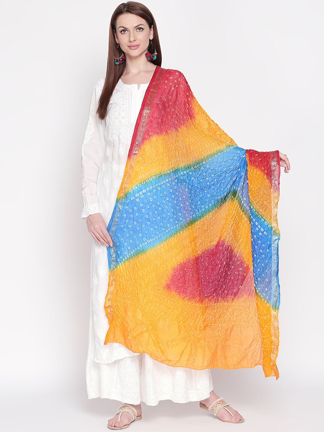 

Dupatta Bazaar Yellow & Blue Dyed Dupatta