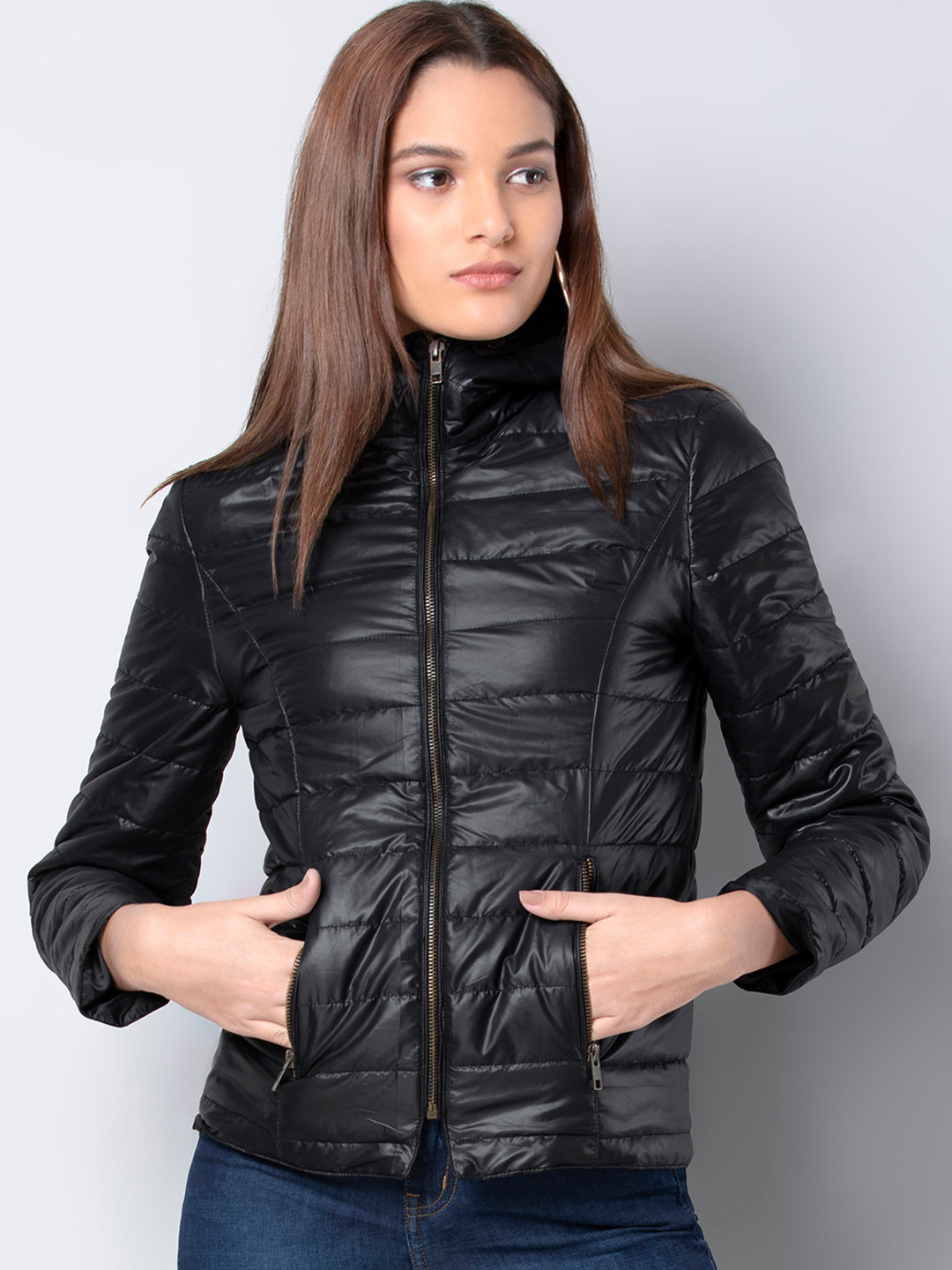 

FabAlley Women Black Solid Puffer Jacket
