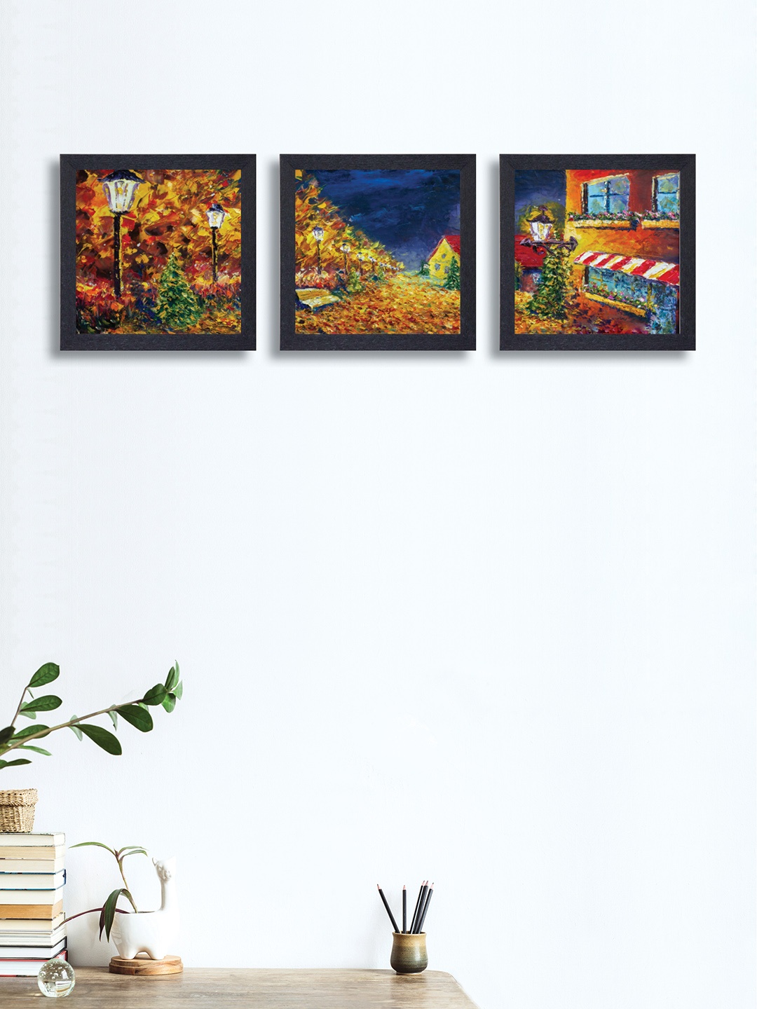 

nest ART Set of 3 Yellow & Blue Abstract Synthetic Wood Wall Art