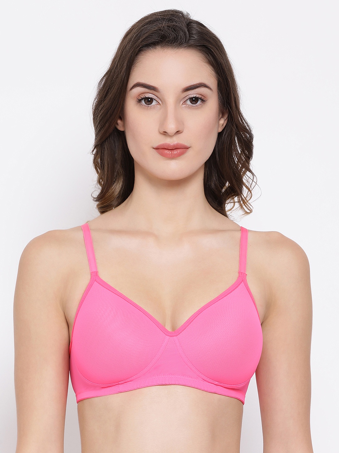 

Clovia Solid Non-Wired Lightly Padded T-shirt Bra BR1480A1432B, Pink