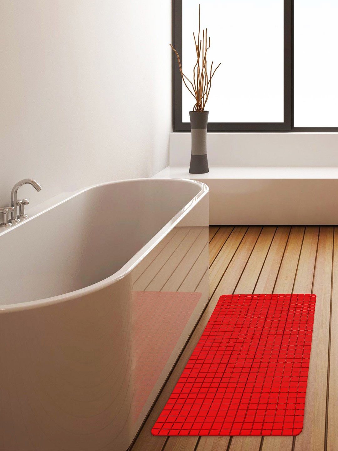 

Story@Home Red Solid PVC Anti-Slip Shower Mat