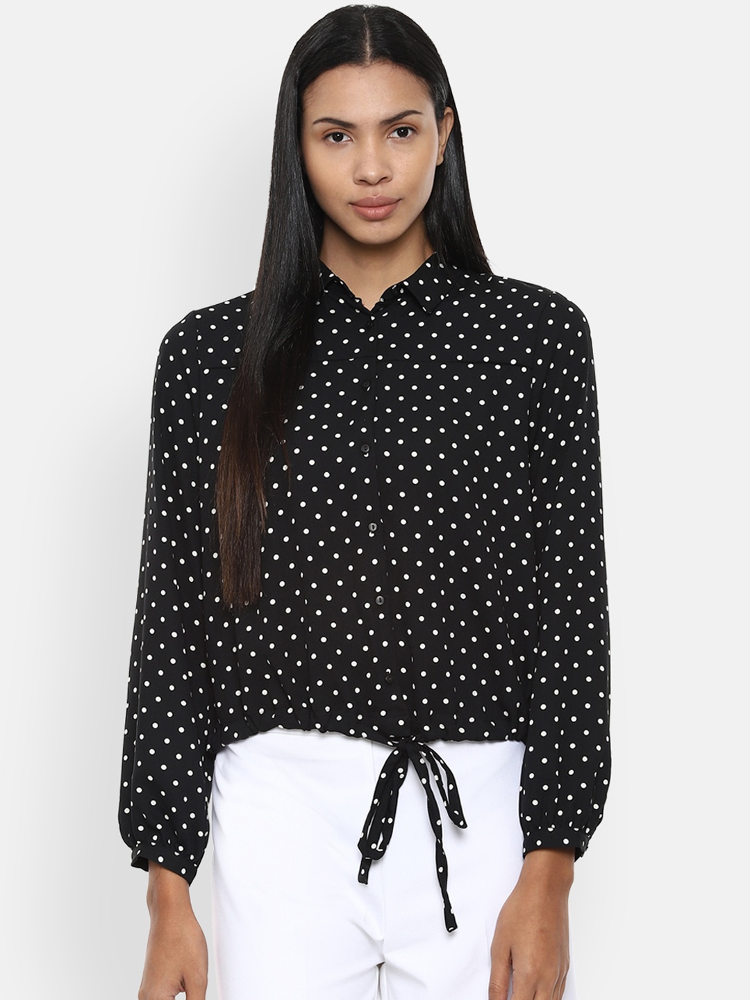 

Van Heusen Woman Black & White Regular Fit Printed Casual Shirt