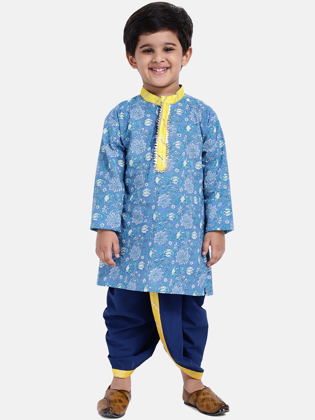 

BownBee Boys Blue Printed Kurta with Dhoti Pants