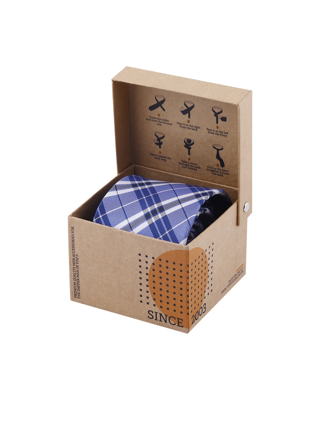 

Tossido Blue & Off-White Checked Broad Tie