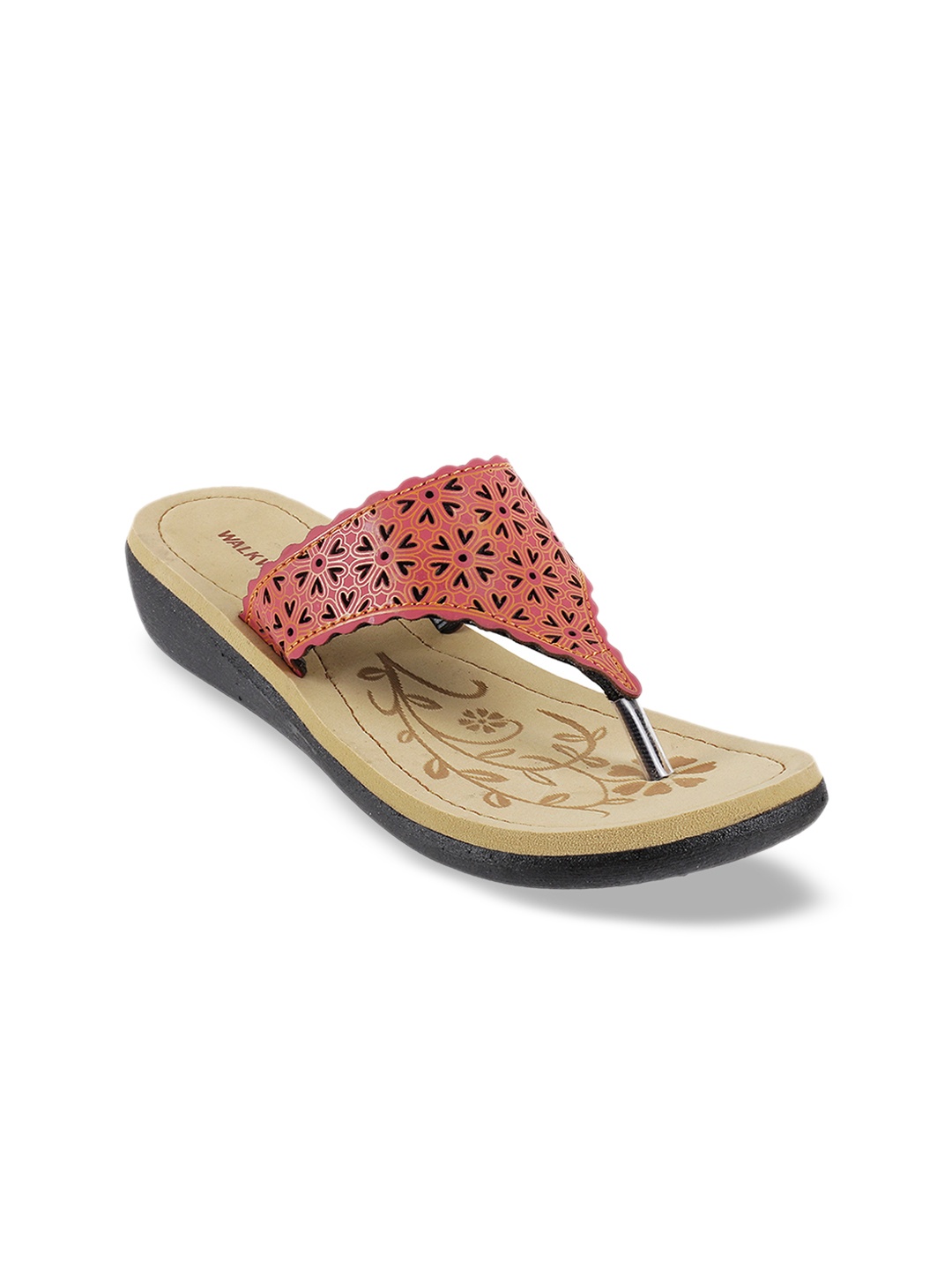 

WALKWAY by Metro Women Maroon Printed Open Toe Flats