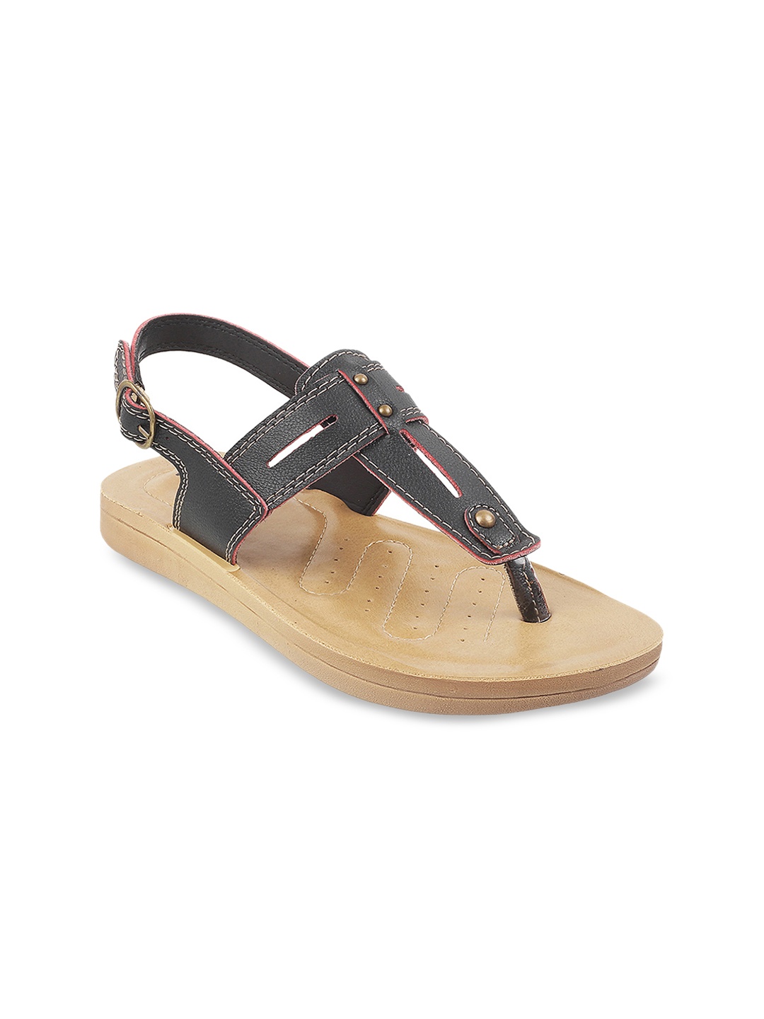 

WALKWAY by Metro Women Black Solid T-Strap Flats