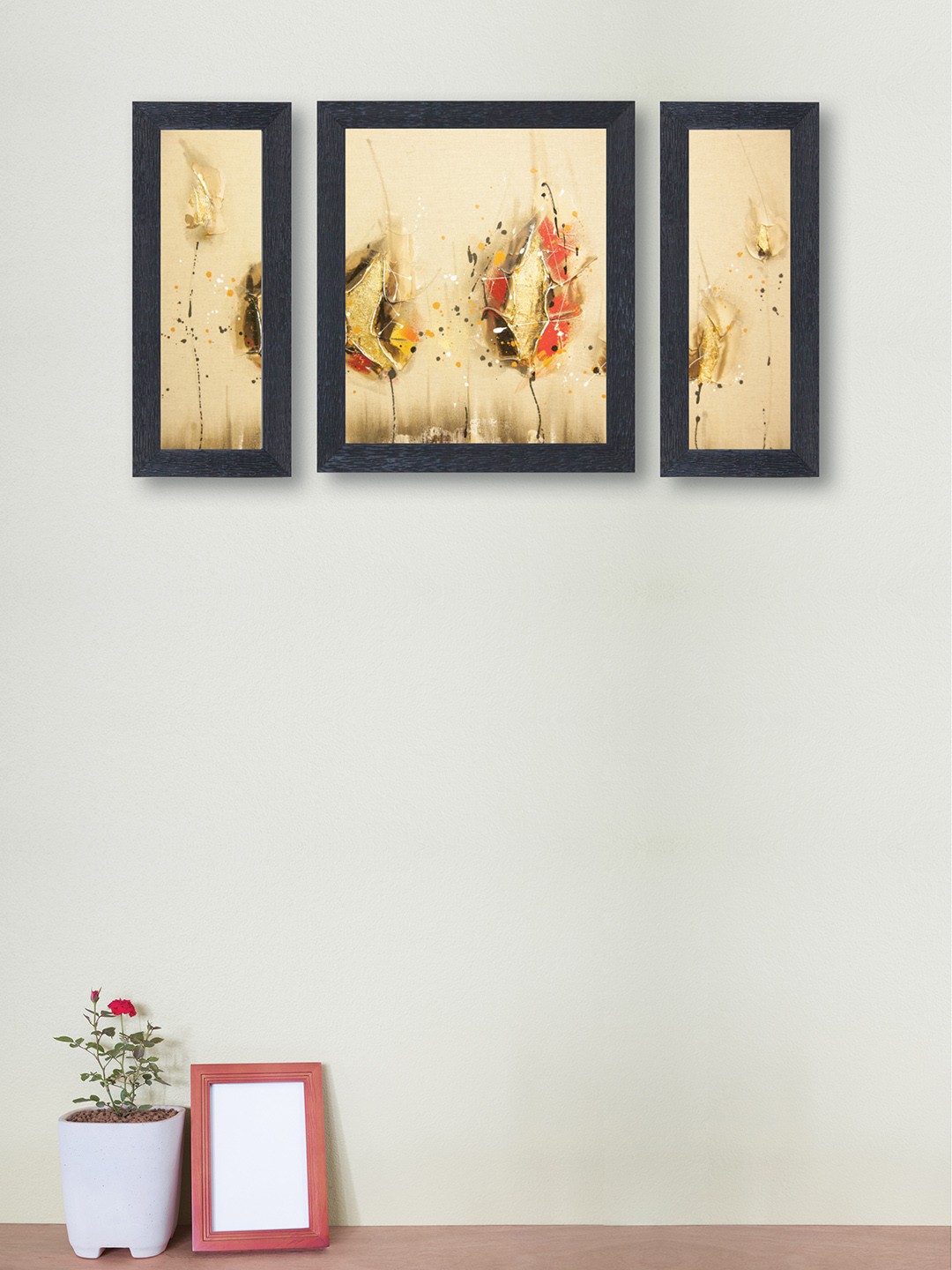 

nest ART Set of 3 Beige Abstract Synthetic Wood Wall Art