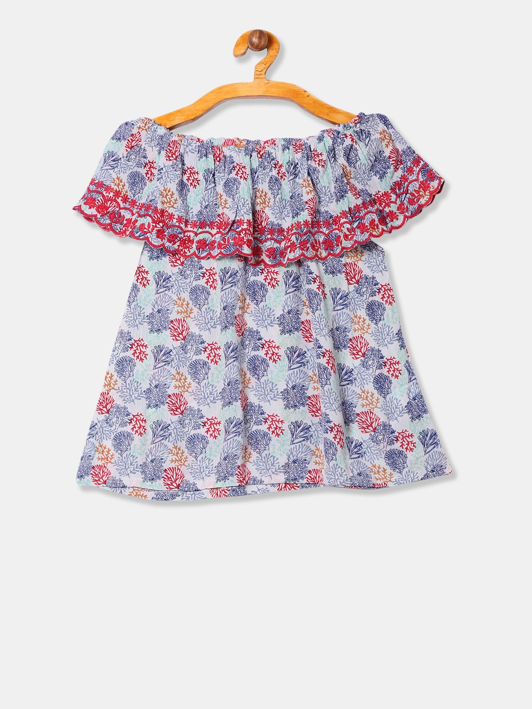 

Cherokee Girls Multicoloured Printed Bardot Top, Multi
