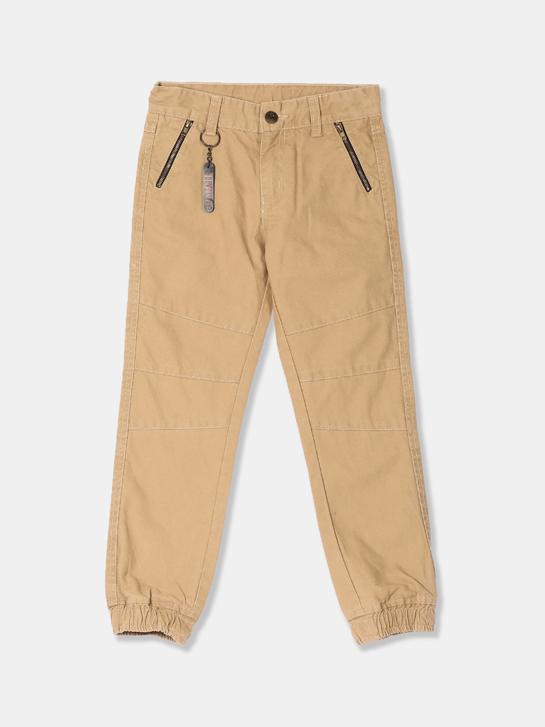 

Cherokee Boys Khaki Brown Regular Fit Solid Regular Trousers
