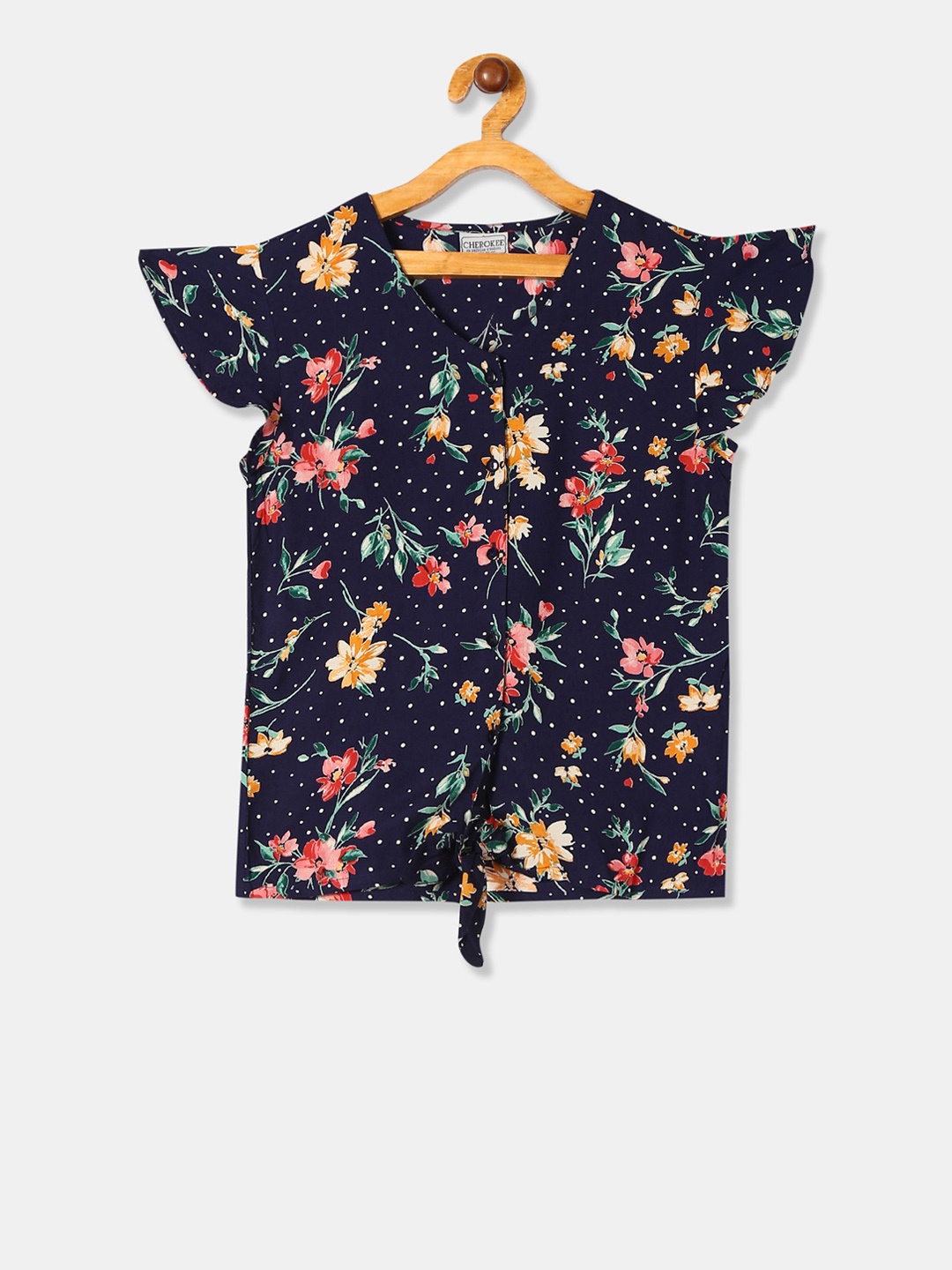

Cherokee Girls Navy Blue Printed Top