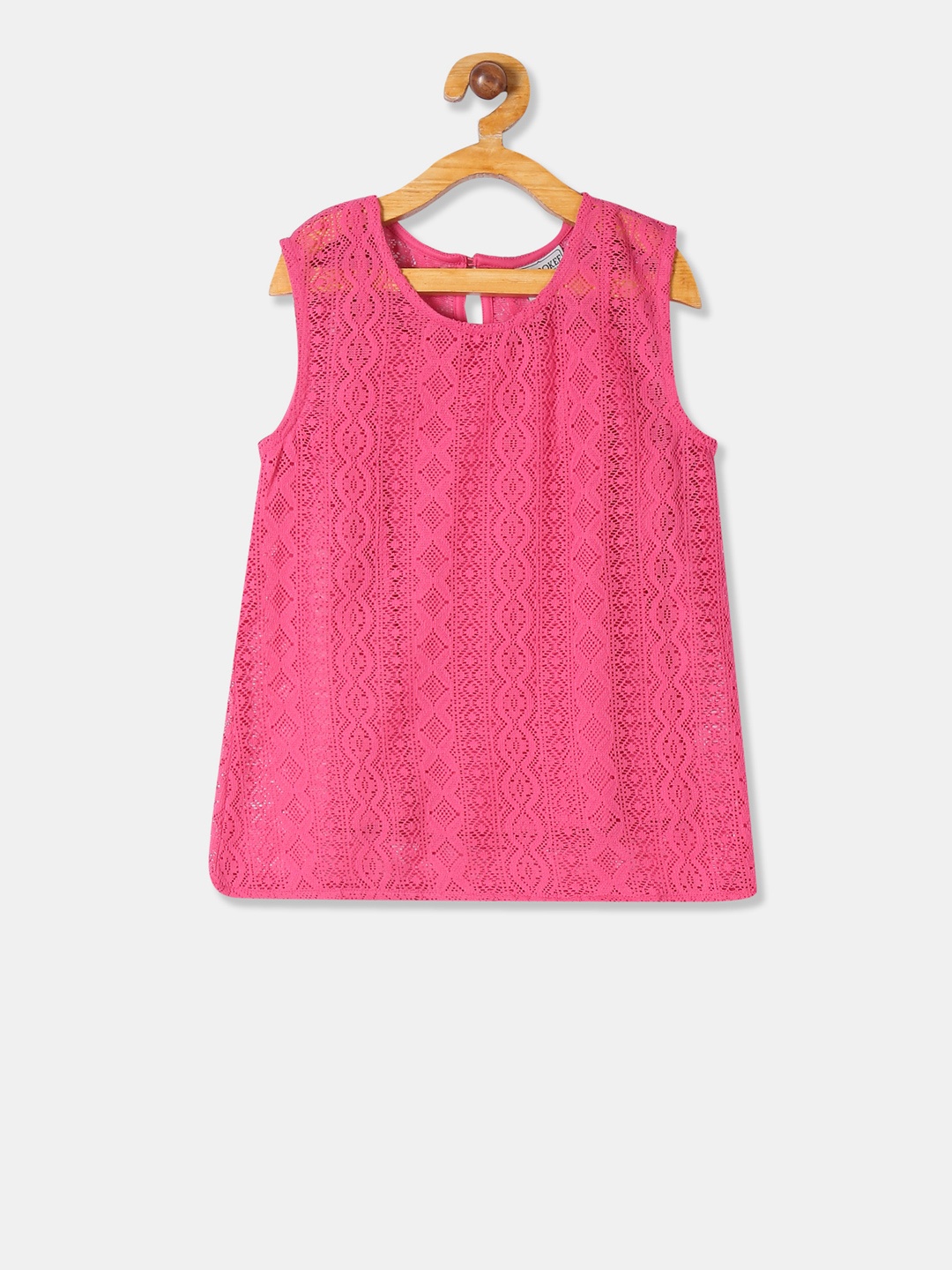

Cherokee Girls Pink Self Design Lace A-Line Top