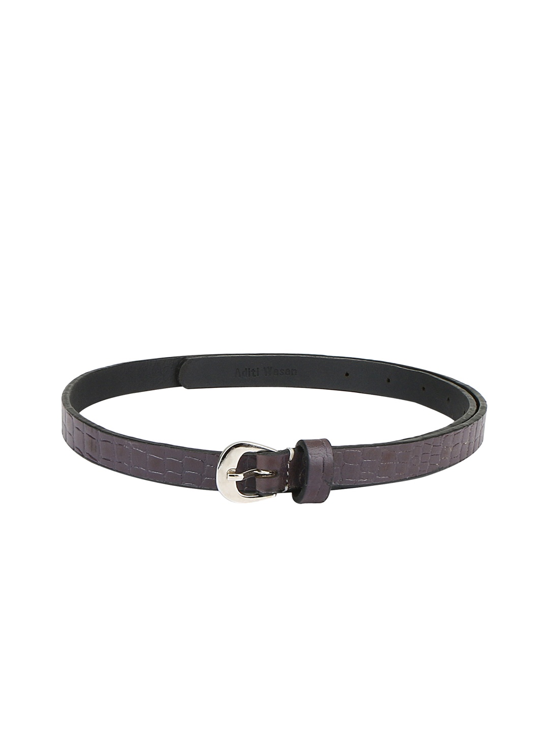 

Aditi Wasan Women Purple Croc Textured Genuine Leather Belt