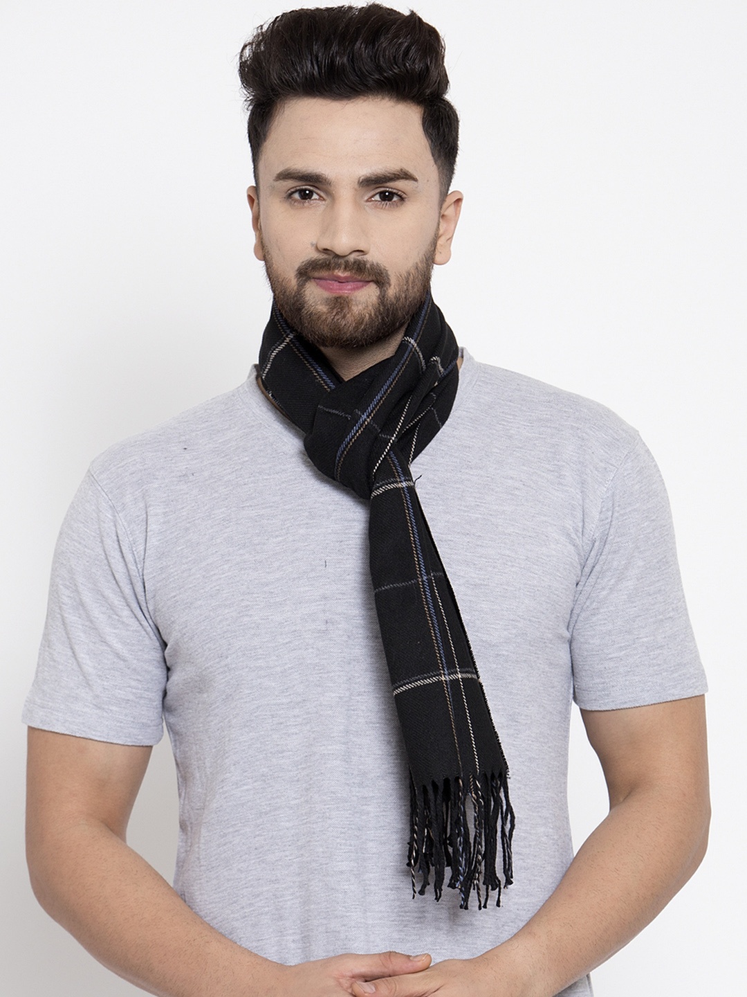 

Calvadoss Men Black Checked Muffler