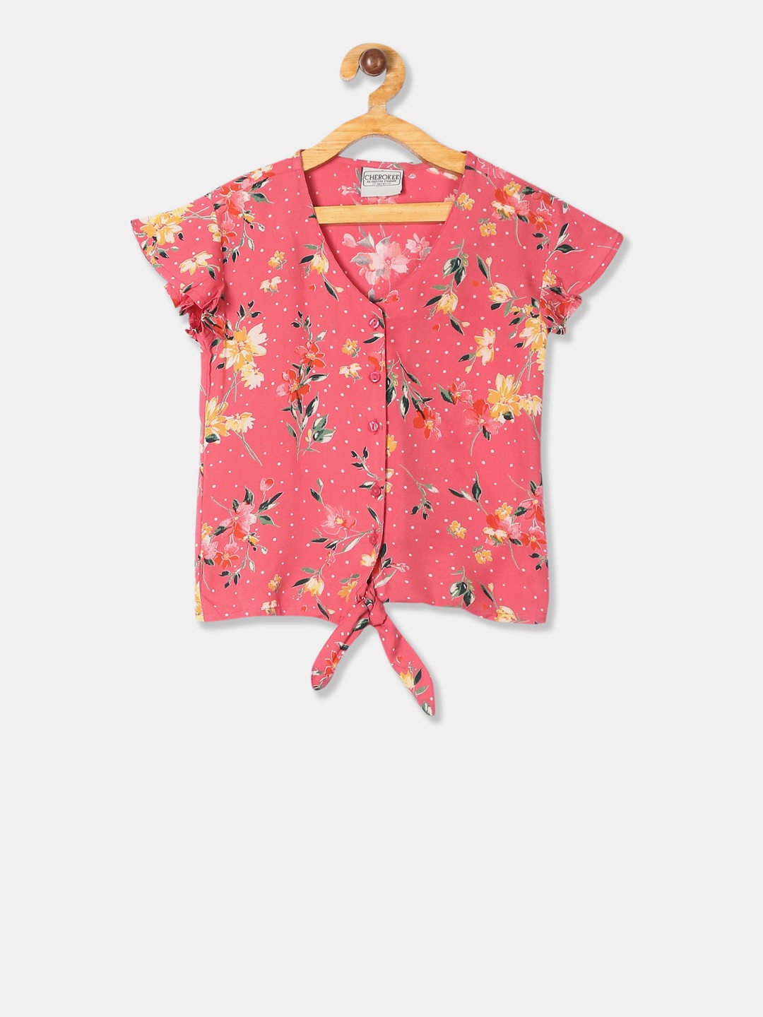 

Cherokee Girls Pink Printed Top