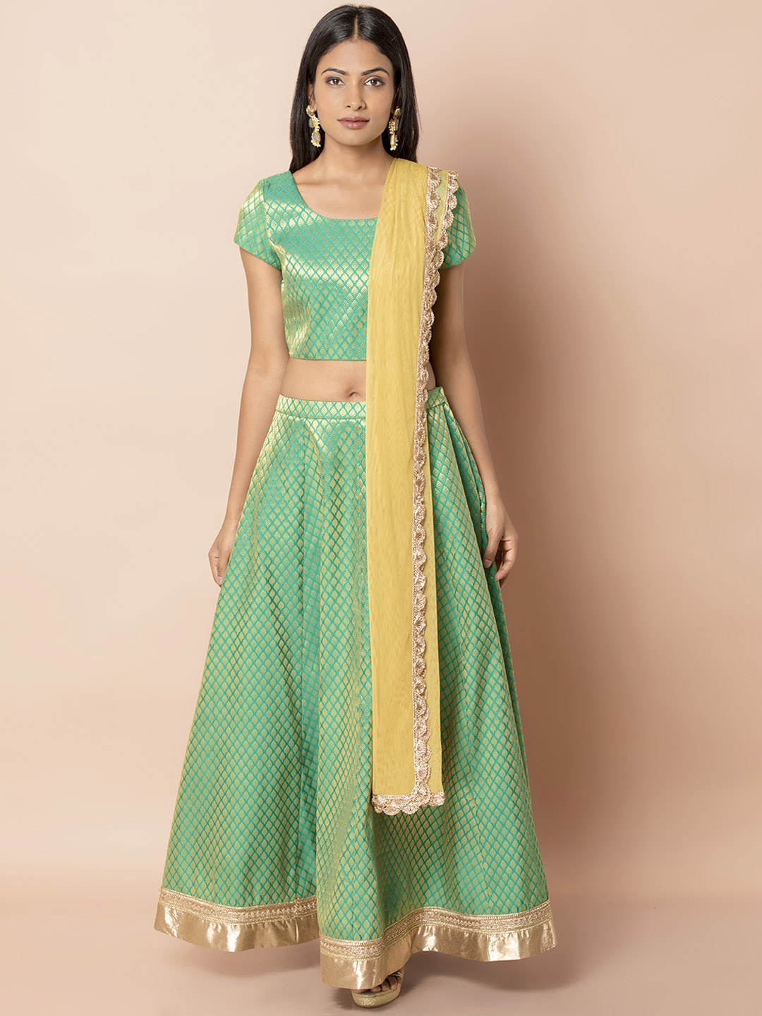 

INDYA Yellow & Gold-Coloured Solid Dupatta