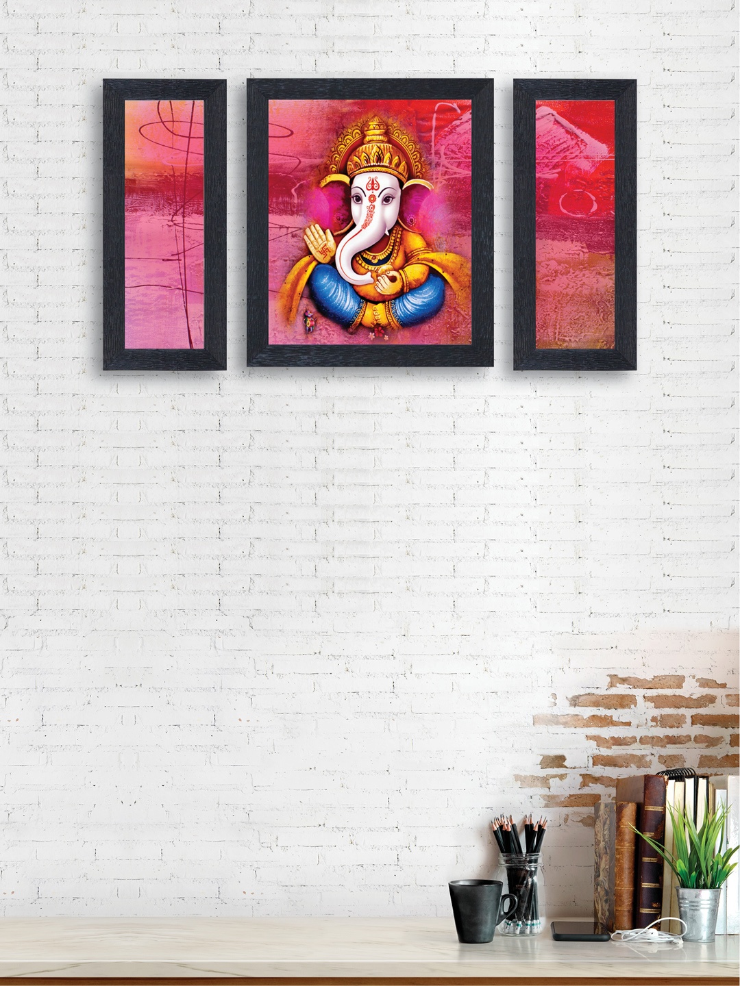 

nest ART Set of 3 Pink & Blue Textured Frame Abstract Ojas Wall Art