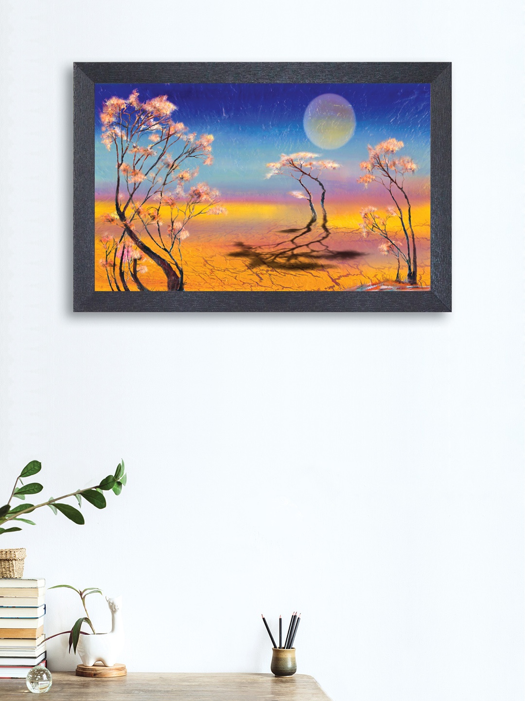 

nest ART Blue & Mustard Yellow Textured Frame Abstract Wall Art