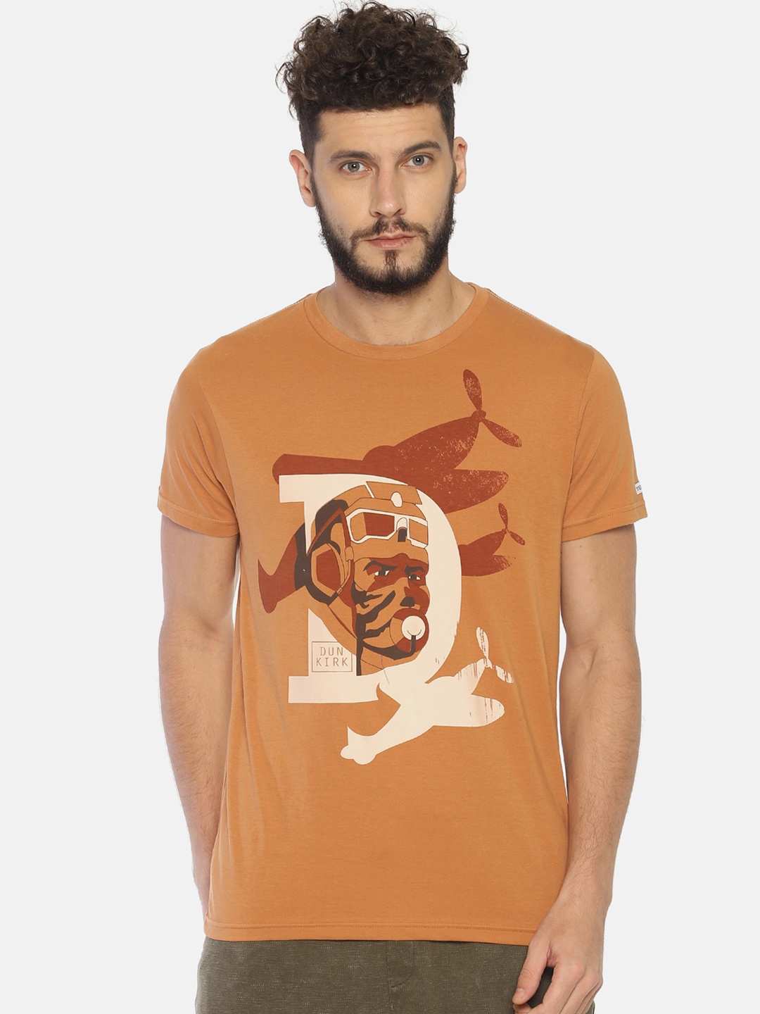 

Steenbok Men Brown Printed Round Neck T-shirt