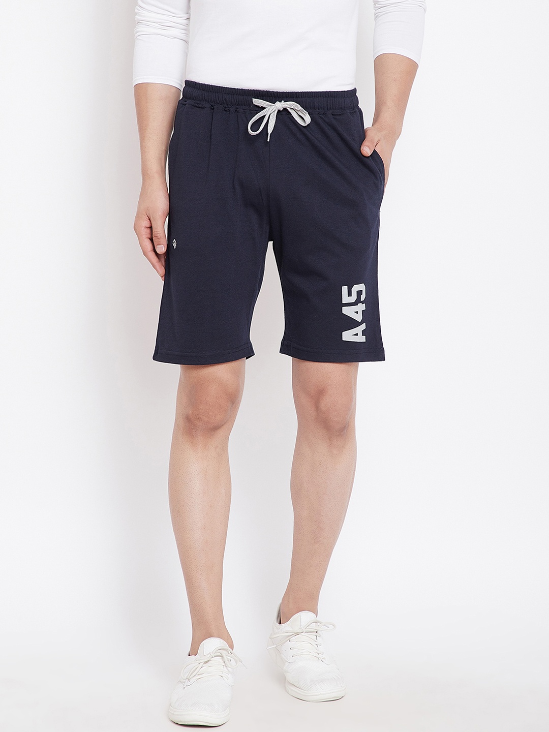 

Adobe Men Navy Blue Solid Regular Fit Regular Shorts