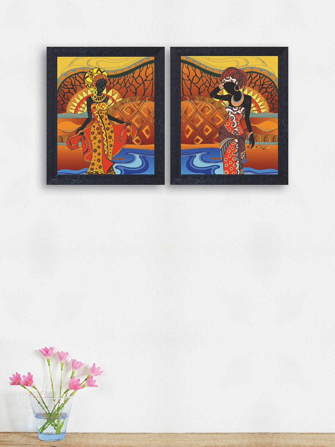 

nest ART Set of 2 Orange & Blue Women Framed Painting
