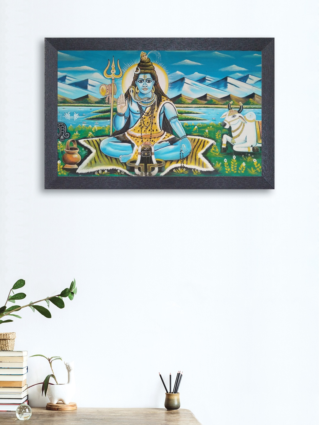 

nest ART Blue & Yellow Mahadev Framed Painting
