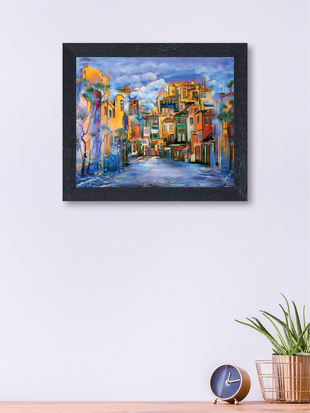 

nest ART Blue & Mustard Yellow Abstract Framed Wall Art