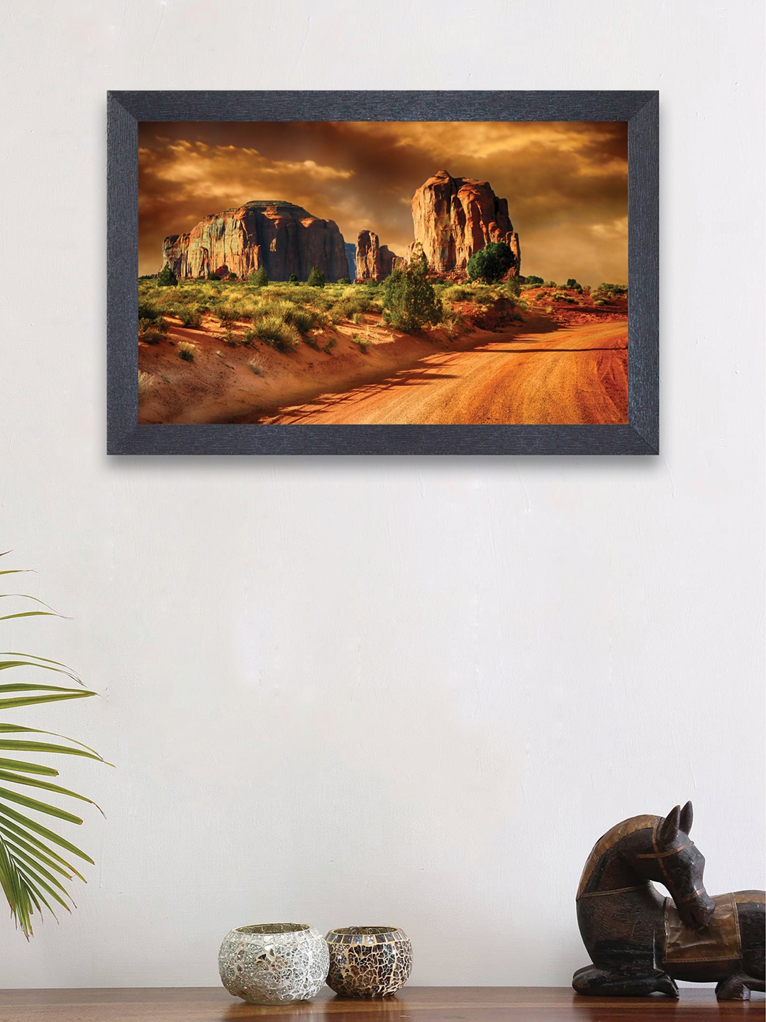 nest ART Brown & Green Beautiful Landscape Natural Mountain Framed Wood Wall Art