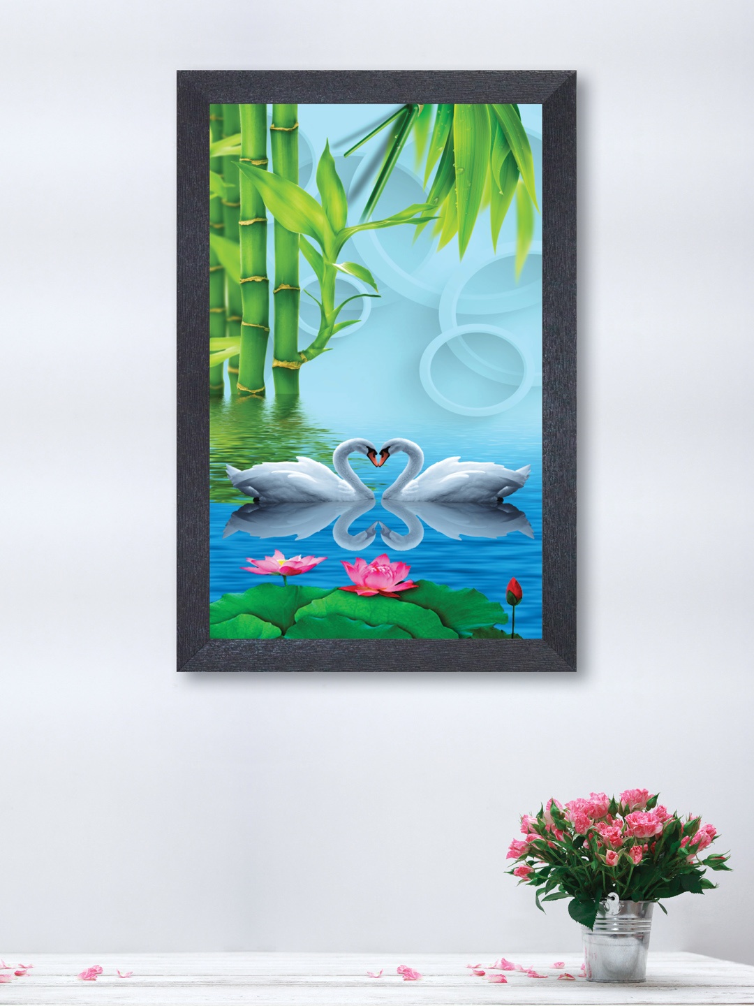 nest ART Green & Blue Beautiful Couple of Duck Wood Wall Art