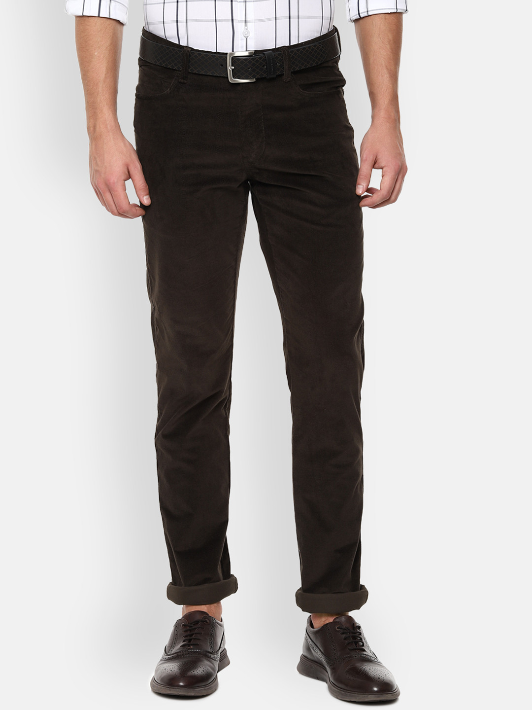 

Van Heusen Sport Men Brown Slim Fit Solid Regular Trousers