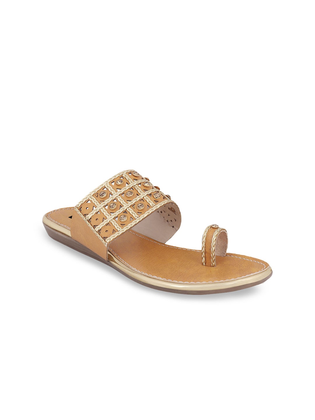 

Shoetopia Women Tan Solid One Toe Flats