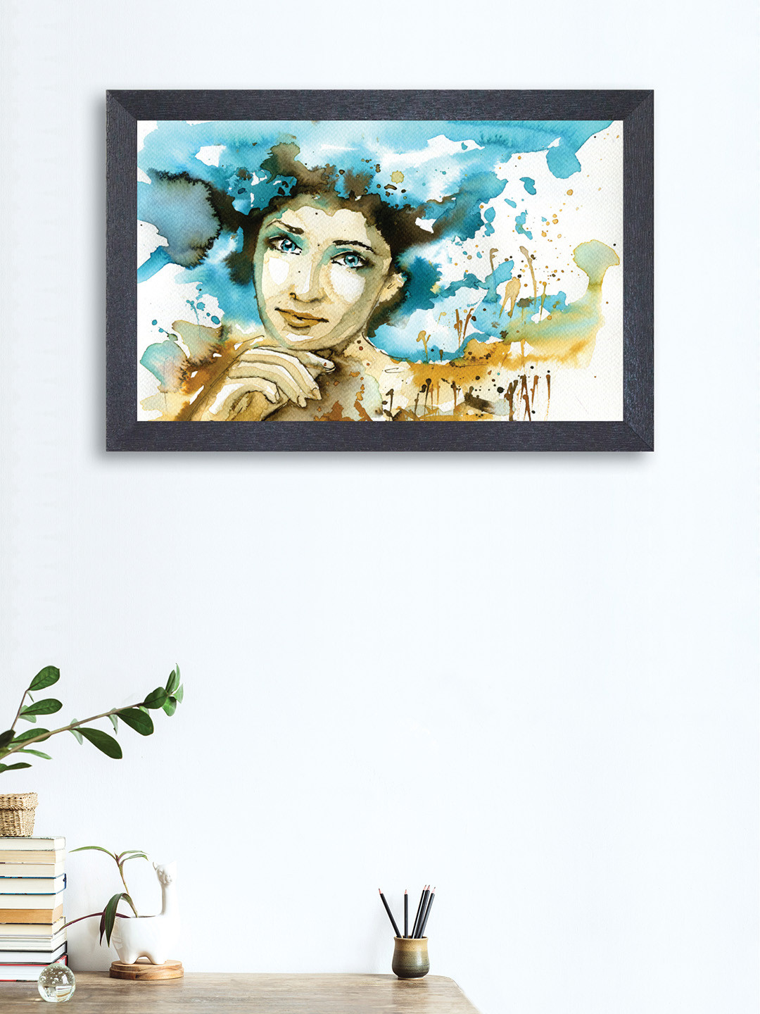 

nest ART White & Blue Women Framed Painting