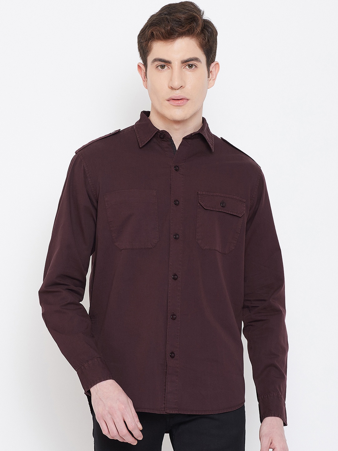 

PUNK Men Maroon Regular Fit Solid Casual Shirt