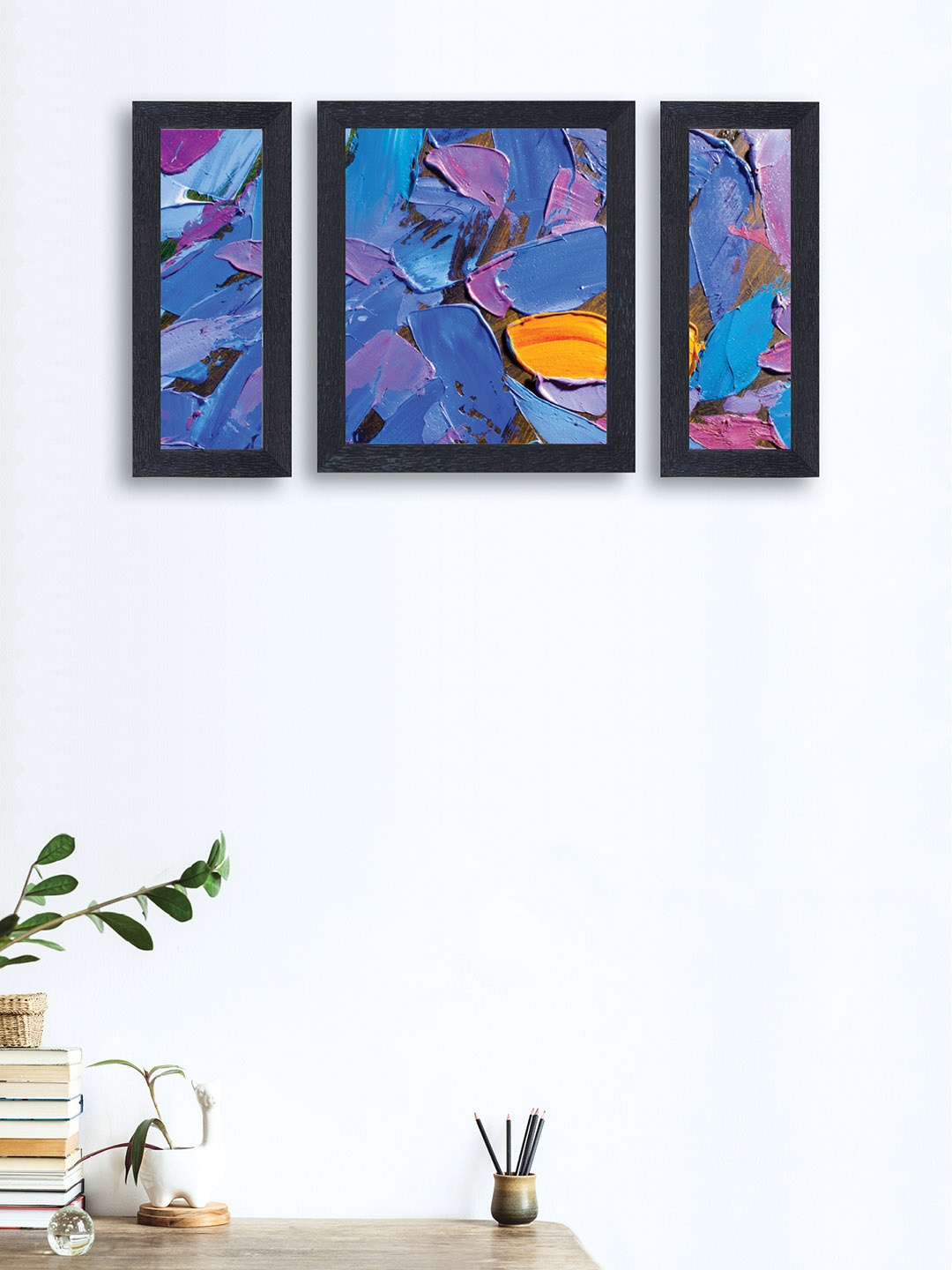 

nest ART Set of 3 Blue & Purple Abstract Framed Paintings