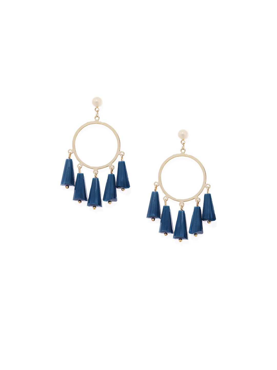 

Blisscovered Gold-Toned & Blue Circular Drop Earrings