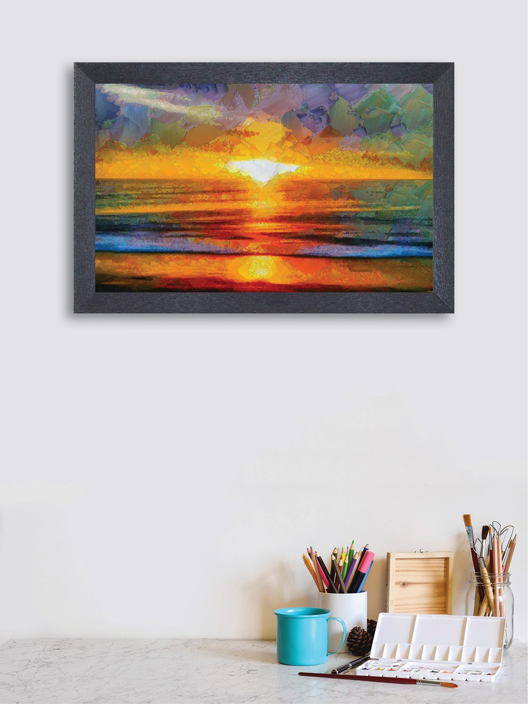 

nest ART Blue & Yellow Textured Frame Abstract Wall Art