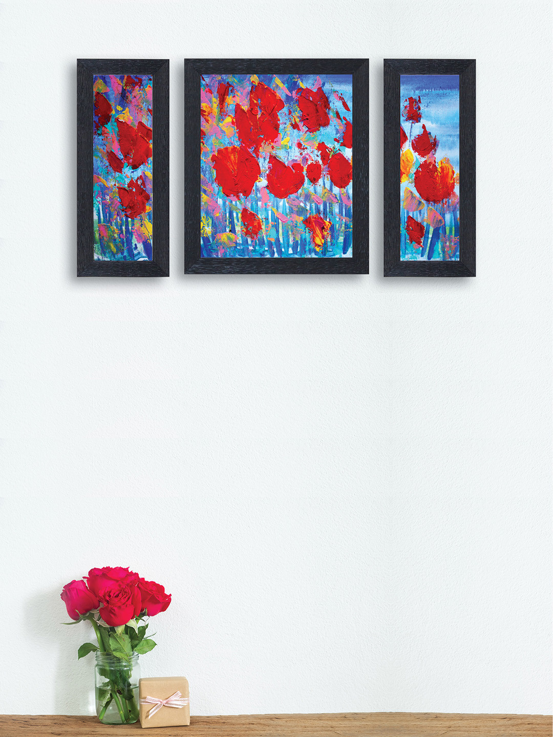 

nest ART Set of 3 Red & Blue Abstract Framed Painting