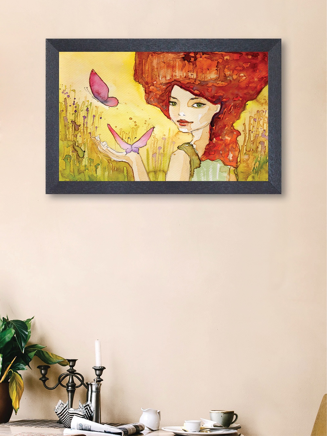 

nest ART Orange & Yellow Woman Framed Painting