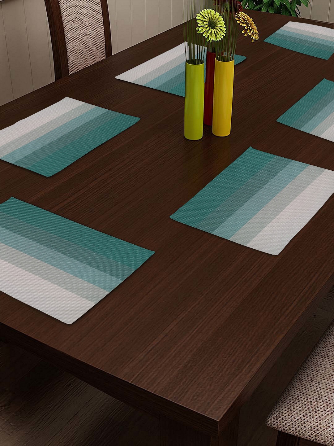 

BIANCA Set of 6 Blue & Green Colourblocked PVC Dining Table Mats