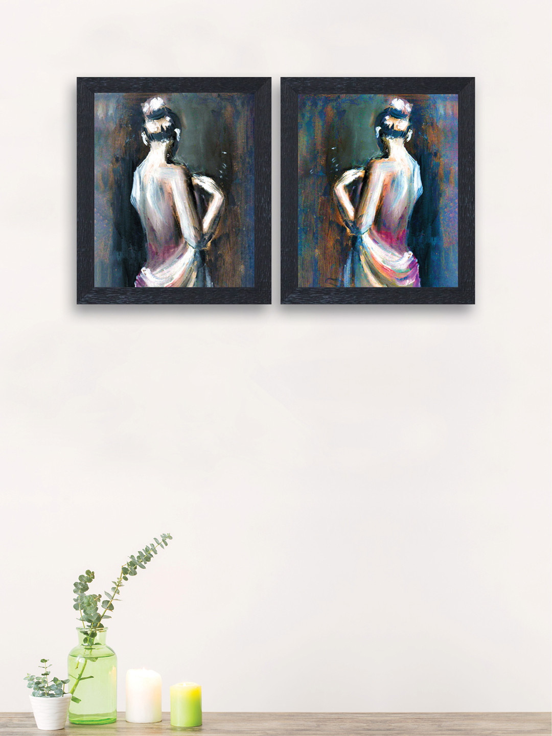 

nest ART Set of 2 Black & Blue Girl Framed Painting