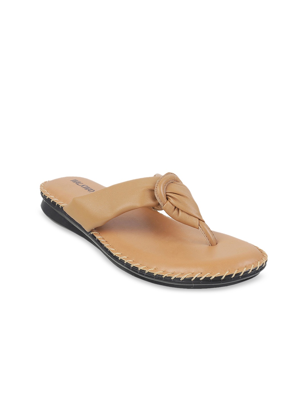 

WALKWAY by Metro Women Camel Brown Solid T-Strap Flats