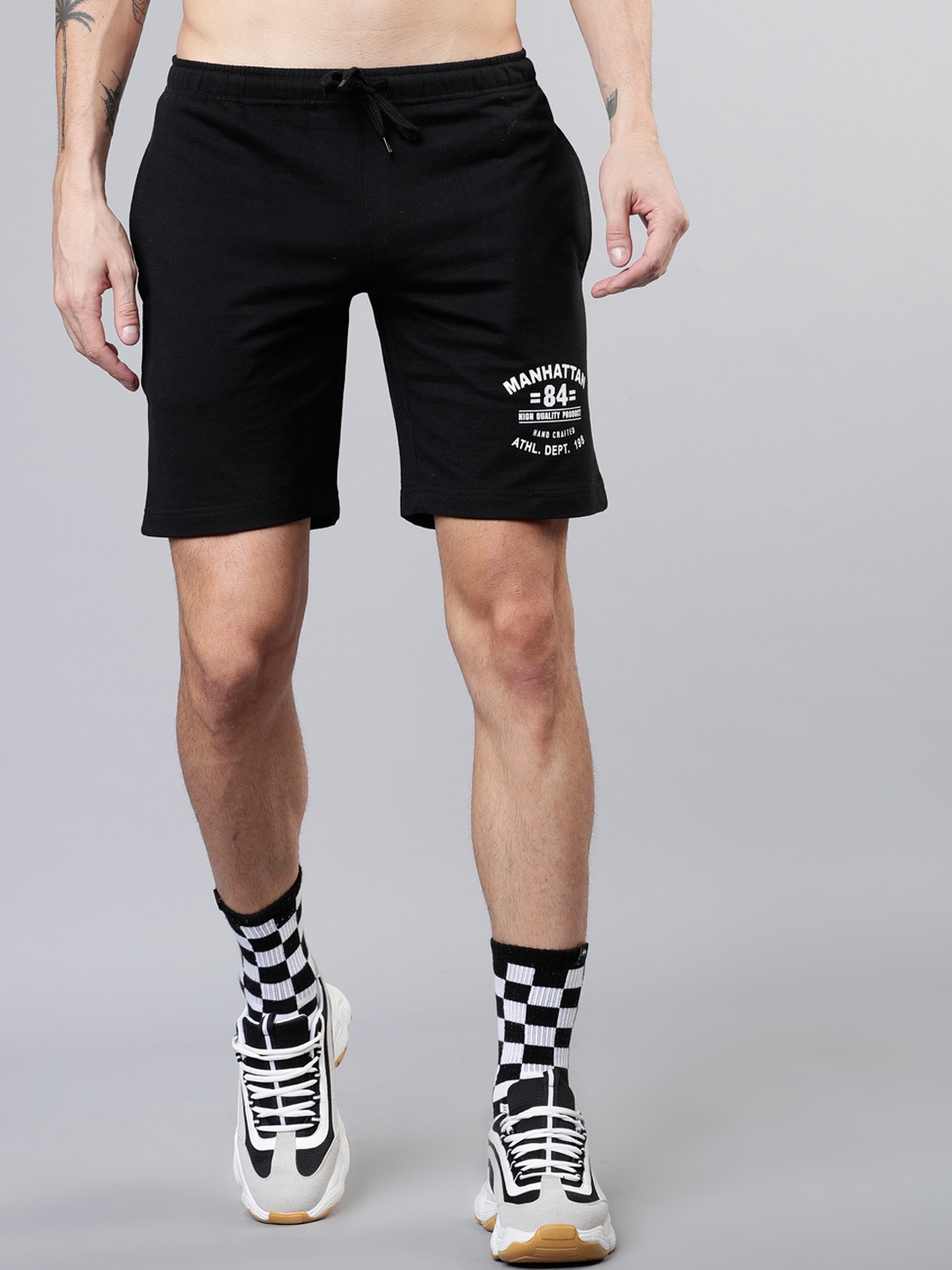 

HIGHLANDER Men Black Solid Slim Fit Regular Shorts