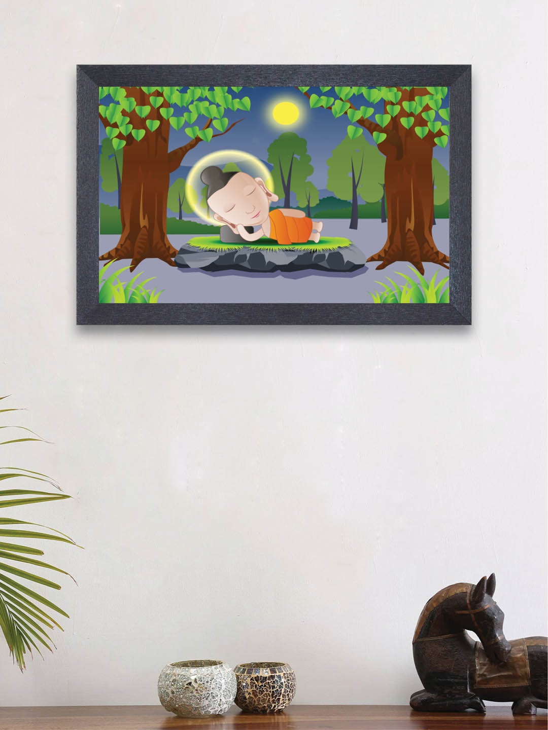

nest ART Green & Brown Buddha Painting Synthetic Wood Wall Art