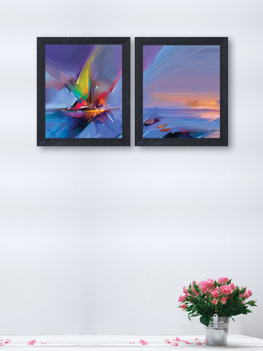 

nest ART Set of 2 Multicolour Abstract Wall Arts, Blue