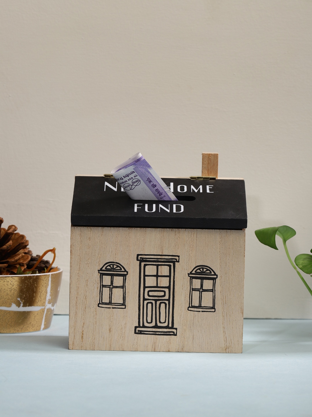 

Chumbak Brown & Black New Home Fund Printed Piggy Bank