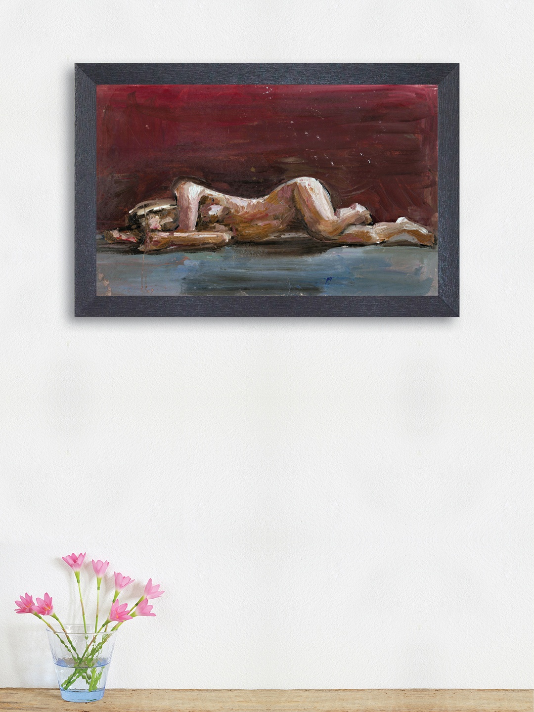 

nest ART Maroon & Teal Blue Abstract Framed Painting