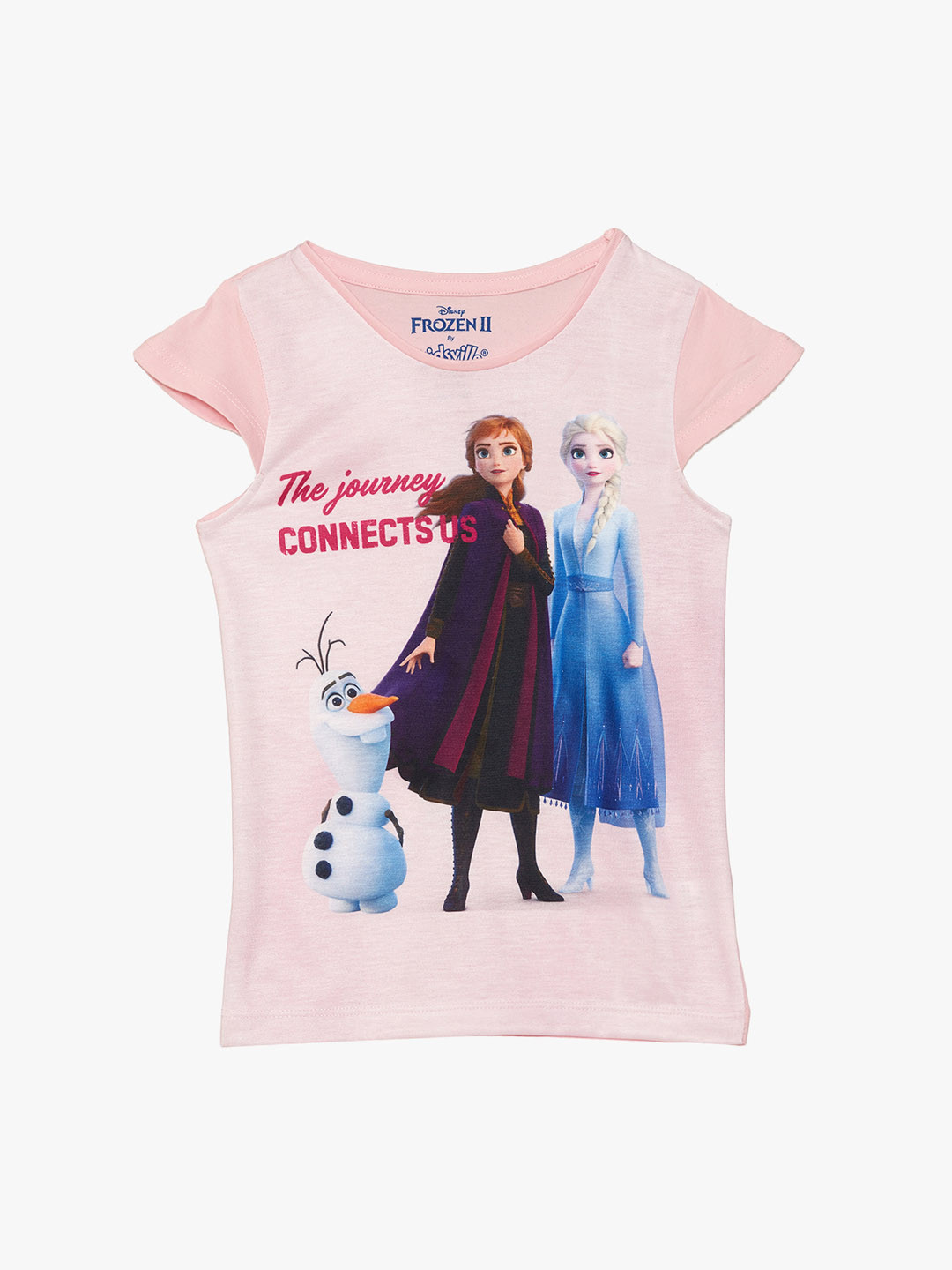

Kids Ville Girls Pink Frozen 2 Elsa & Anna Print T-shirt
