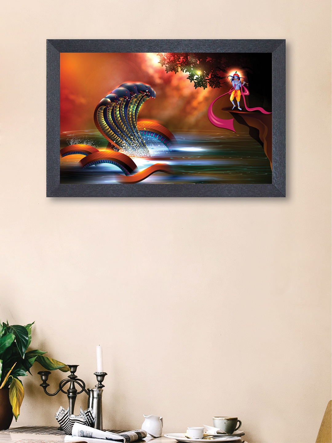 

nest ART Orange & Blue Krishna Framed Painting
