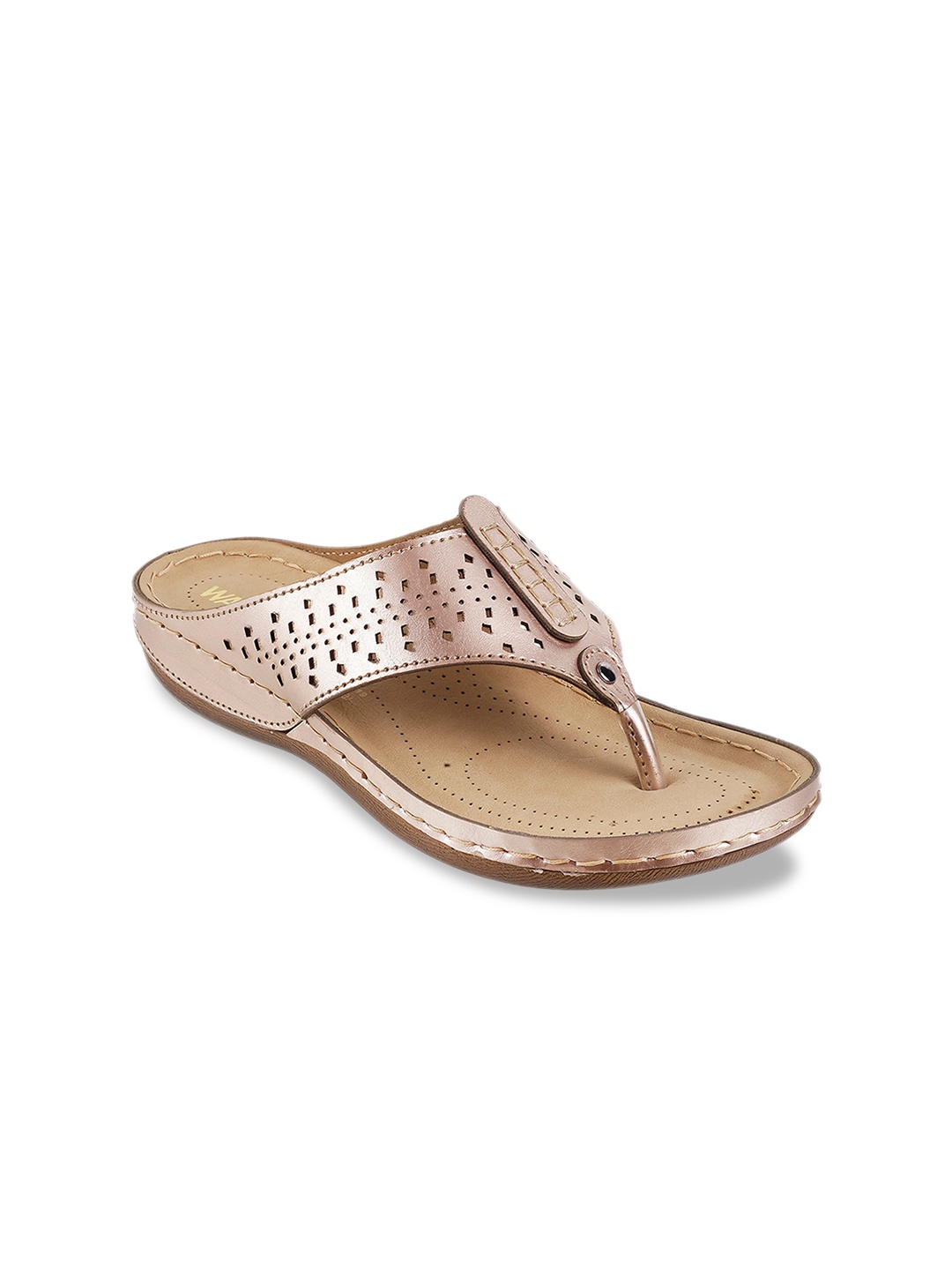 

WALKWAY by Metro Women Rose Gold Solid T-Strap Flats