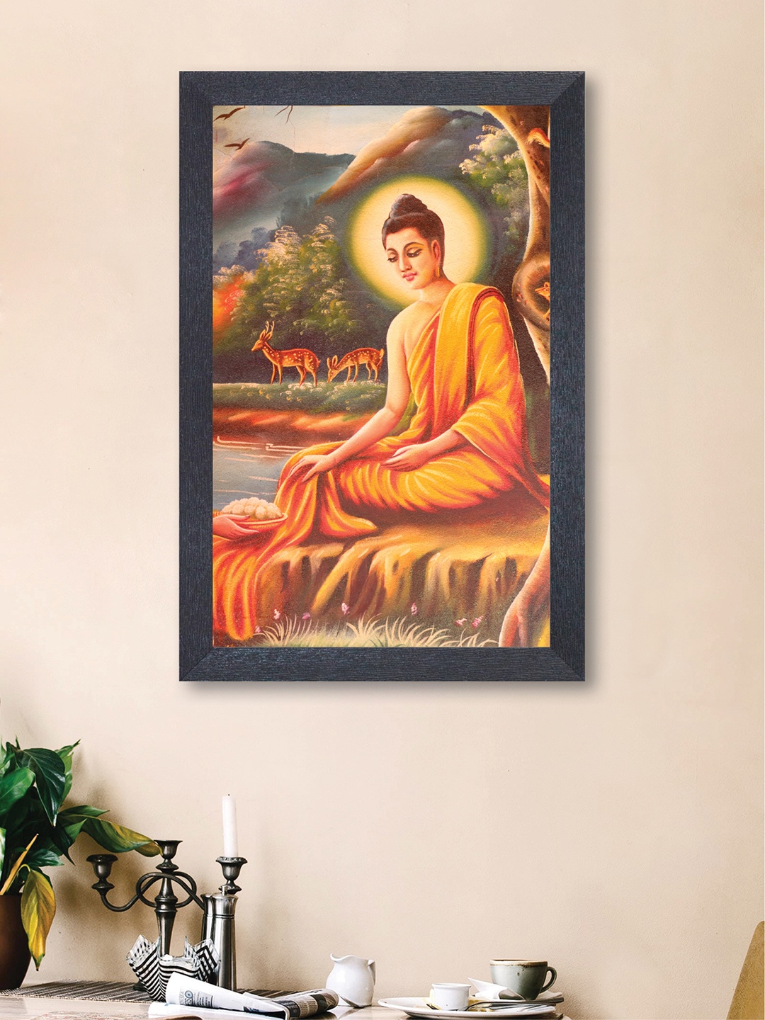 

nest ART Green & Yellow Abstract Buddha Framed Wood Wall Art