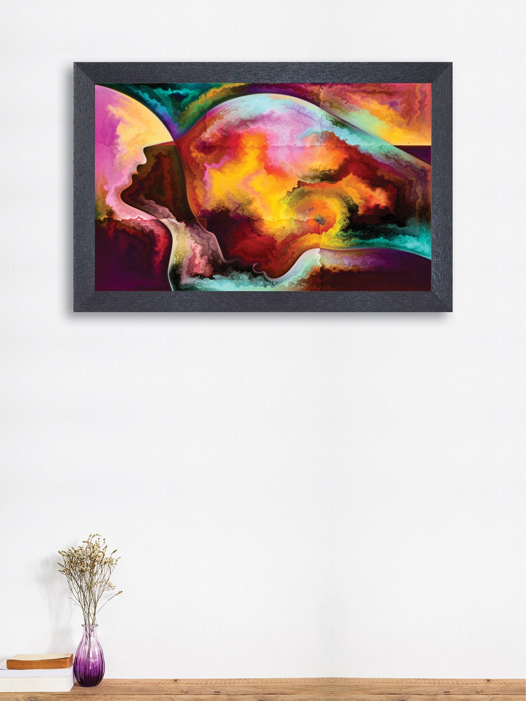 

nest ART Yellow & Maroon Abstract Framed Painting